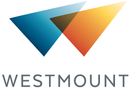 Westmount logo with blue and orange triangles