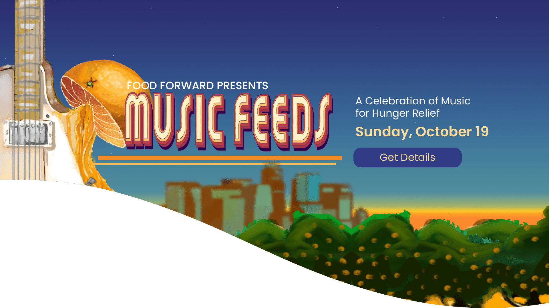 Music Feeds website Desktop Hero image that announces the October 19 date and ticket registration